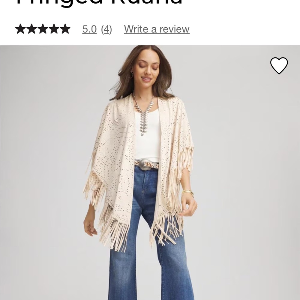 Chico's Cream Fringed Wrap
